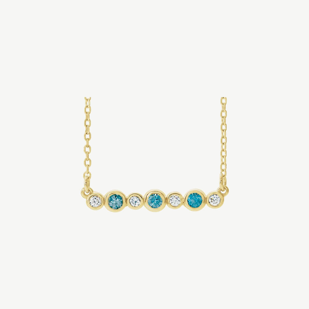 Diamond Bezel Set Bar Necklace